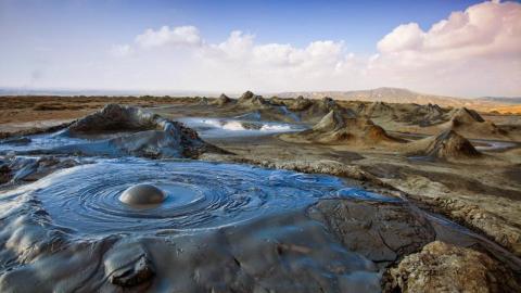 Mud volcanoes. Gobustan
